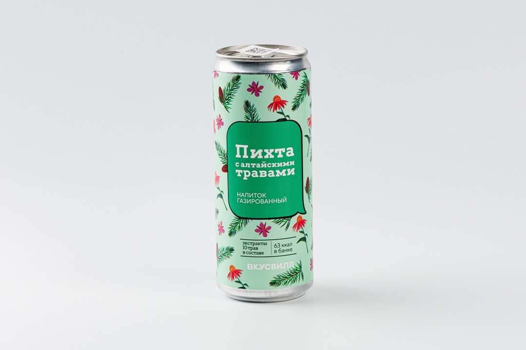 

Напиток пихта ВкусВилл с алтайскими травами газированный 330 мл