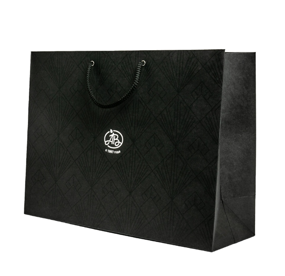 

Пакет подарочный Азбука Вкуса премиальный с тишью черный L 40х30х14 см