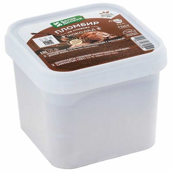 Мороженое пломбир Белая Долина шоколадный на сливках ГОСТ 450 г