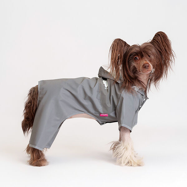 Дождевик для собак Petmax серый с капюшоном XL