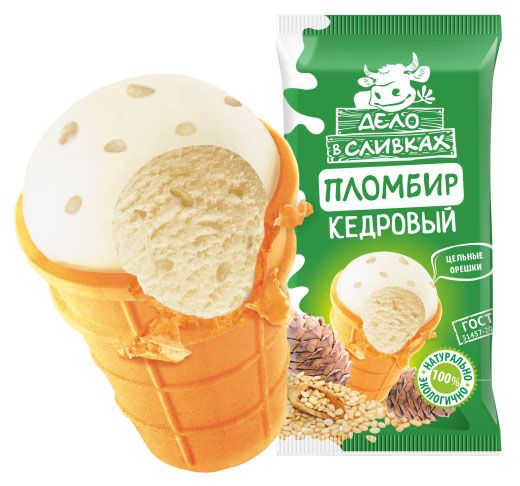 

Мороженое пломбир Дело в сливках Кедровый в вафельном стаканчике 70 г