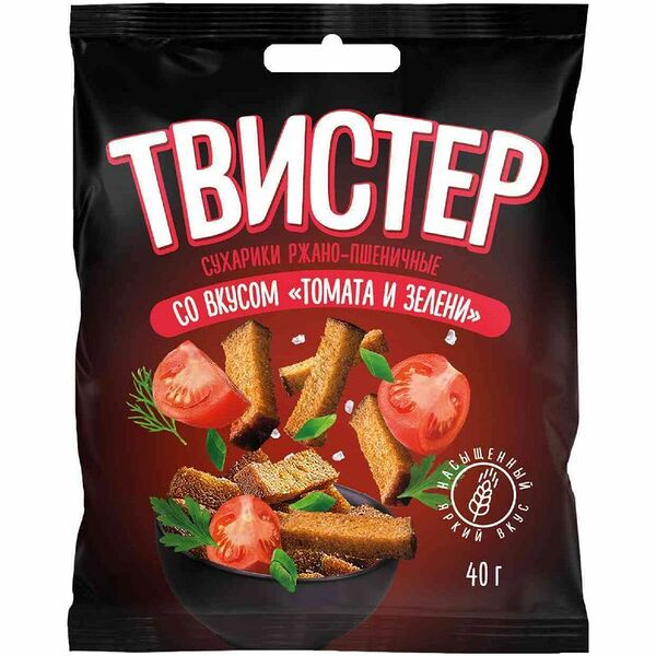 Сухарики Твистер ржано-пшеничные со вкусом томата и зелени 40 г