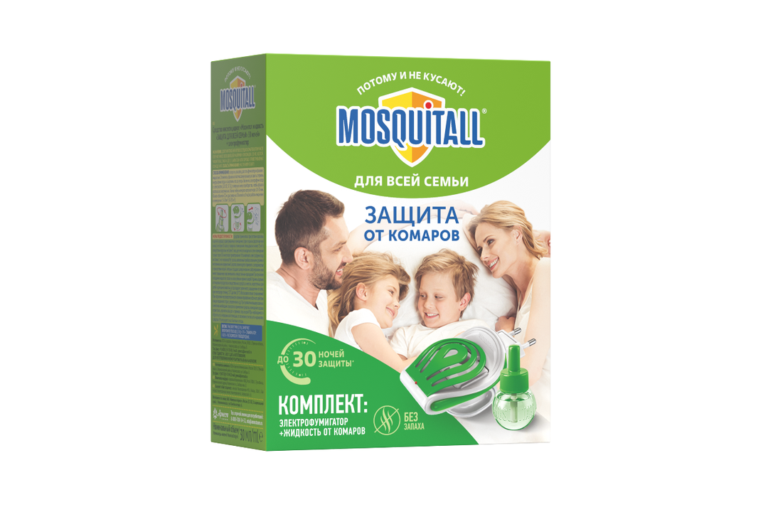 

Электрофумигатор Mosquitall Защита от комаров для всей семьи 30 ночей без комаров