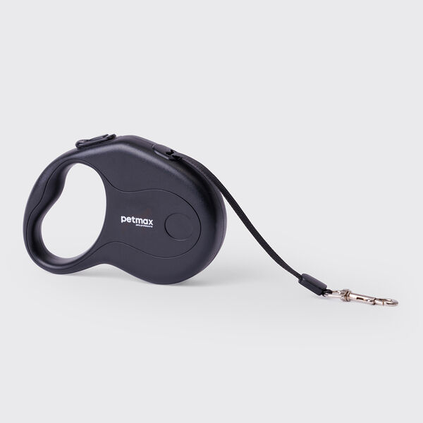 Рулетка для собак, M, ремень 5 м, 20 кг, черная