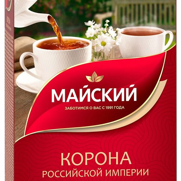 Чай черный МАЙСКИЙ Корона Российской Империи Цейлонский байховый листовой, 100г