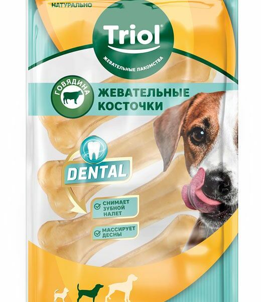 Лакомство для собак Triol Dental Кость из жил 10 см х 4 шт 130 г