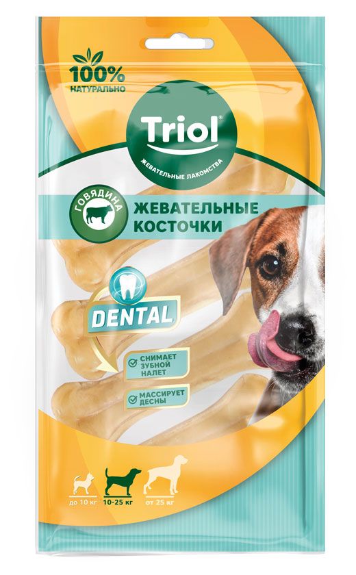 

Лакомство для собак Triol Dental Кость из жил 10 см х 4 шт 130 г