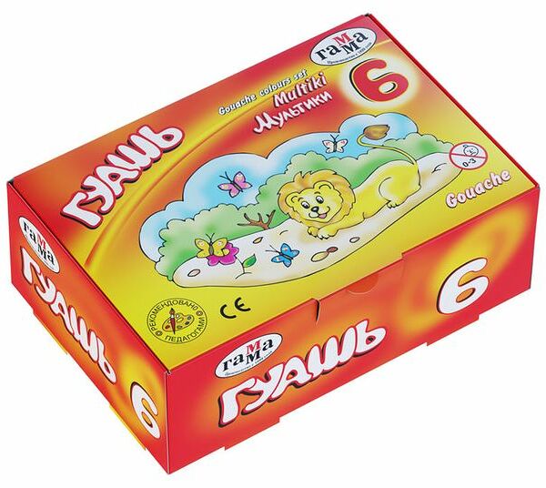 Гуашь Гамма Мультики, 6 цветов, 215г