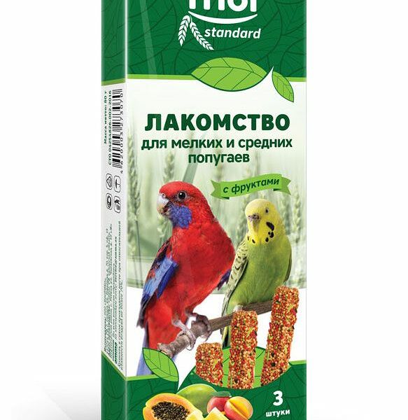 Лакомство для мелких и средних попугаев Triol с фруктами 80 г