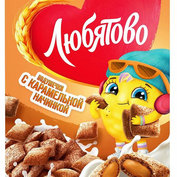 Готовый завтрак Любятово Подушечки с карамельной начинкой 220г