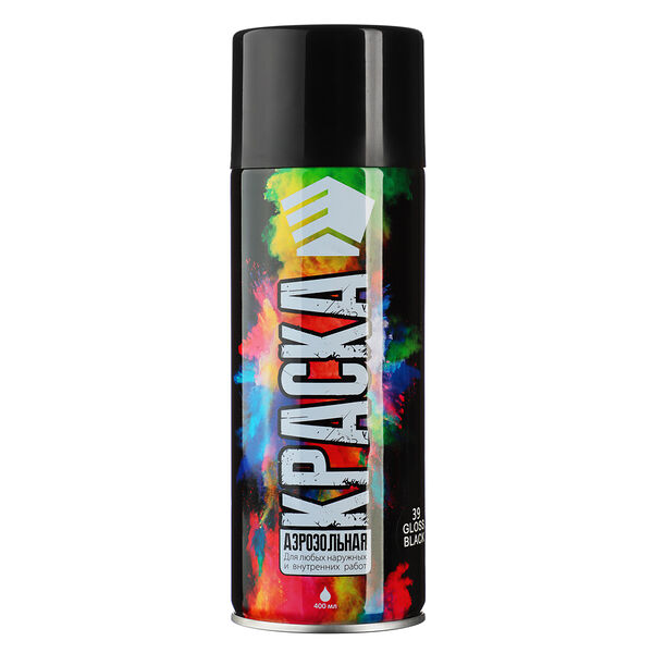Ермак краска аэрозоль 400мл, черная, глянцевая 02(9001/39)