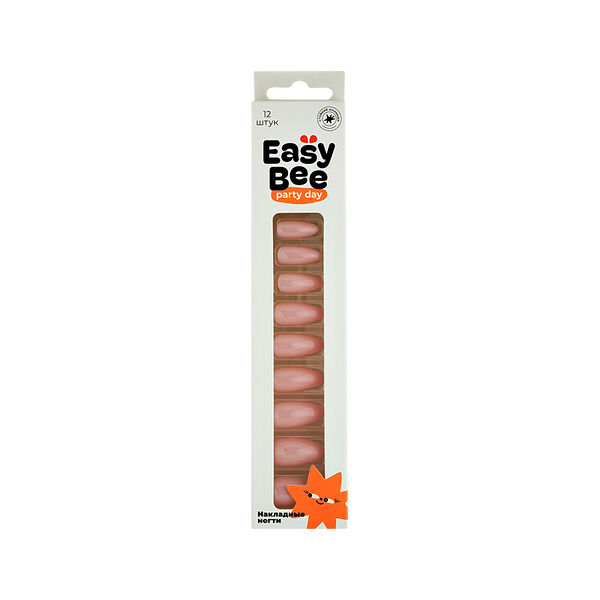 Набор накладных ногтей с клеевыми стикерами Easybee Nail Day Classic Pink (12 шт + клеевые стикеры 24 шт)