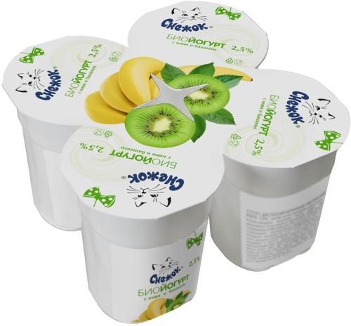 

Биойогурт Снежок Киви-банан 2.5% 120 г 1 шт. дизайн упаковки в ассортименте