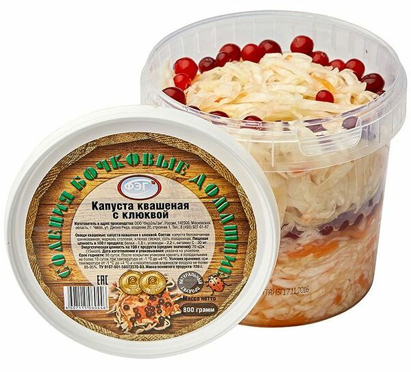 Капуста квашеная ФЭГ с морковью и клюквой