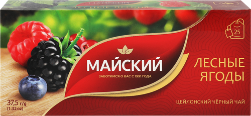 

Чай черный Майский Лесные ягоды 25 пакетиков 37.5 г