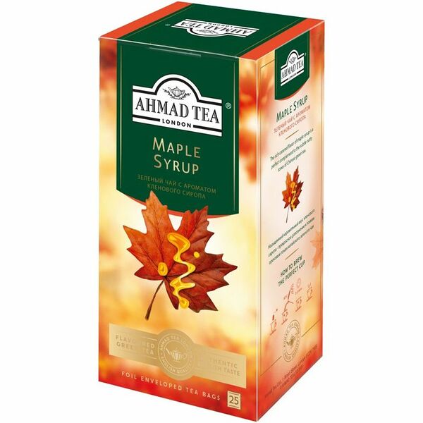 Чай зеленый Ahmad Tea Maple Syrop Кленовый сироп в пакетиках 25 пакетов