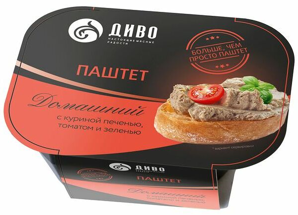 Паштет Диво Домашний с куриной печенью томатом и зеленью, 150г
