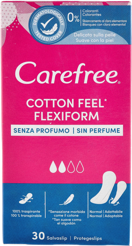 

Прокладки ежедневные Carefree Cotton Feel Flexiform женские 30 шт.