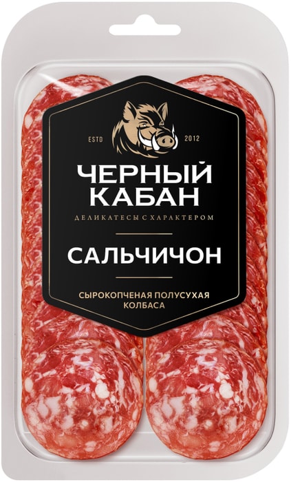 

Колбаса сырокопченая Черный кабан Сальчичон нарезка 95 г