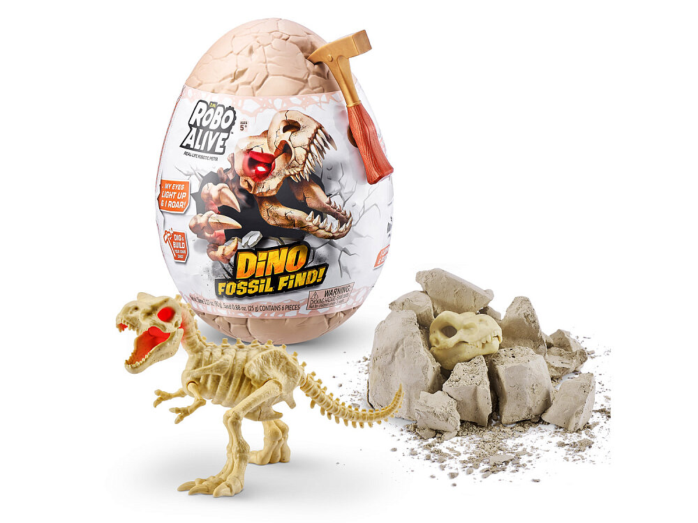 

Интерактивная игрушка Zuru Robo Alive сюрприз dino fossil раскопки динозавра, фигурка в ассортименте 1 шт