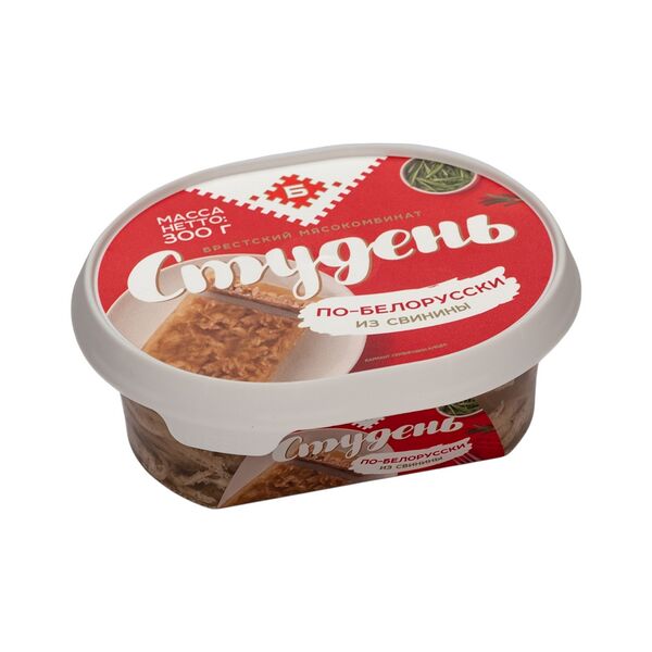 Студень По-белорусски из свинины мясосод вар колб изд из терм обр ингр ГАЗ 300г Брестский МК