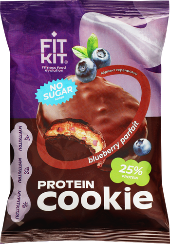 

Десерт протеиновый Fit Kit Protein Cookie Черничное парфе глазированный 40 г