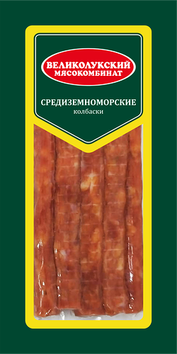 Колбаски сырокопченые Великолукский Мясокомбинат Средиземноморские вес