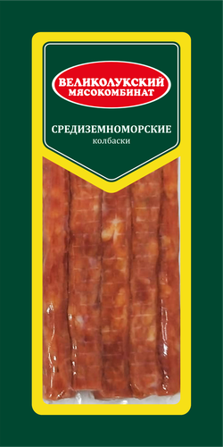 

Колбаски сырокопченые Великолукский Мясокомбинат Средиземноморские вес