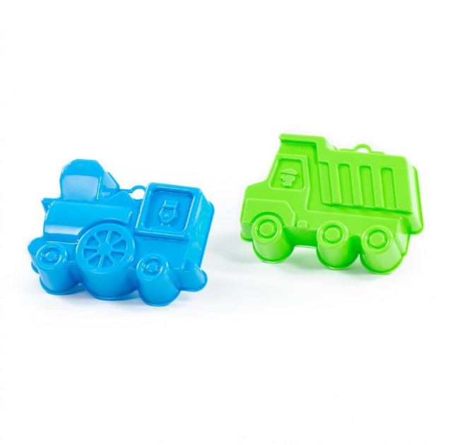

Формочки для песка Полесье паровоз и самосвал 2 шт., цвет в ассортименте