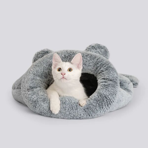 Тоннель Rurri для кошек и собак серый с ушками 46x44 см