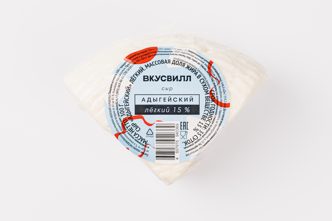 

Сыр Адыгейский ВкусВилл лёгкий 300 г