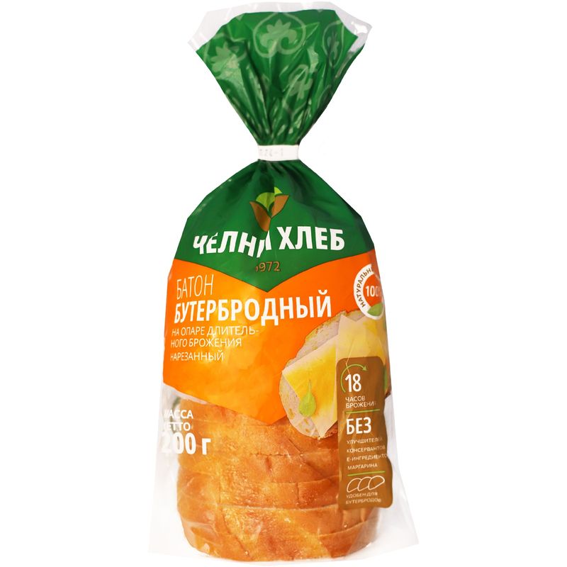 

Батон Челны-Хлеб Бутербродный часть изделия нарезка 200 г