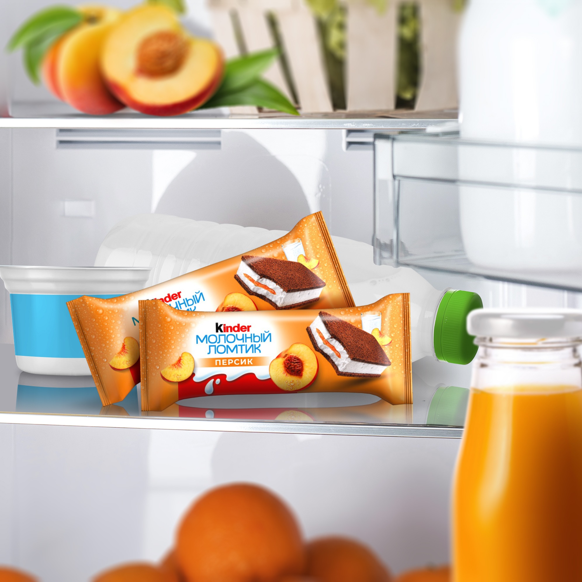

Ломтик молочный Kinder Персик с молочной начинкой 28 г