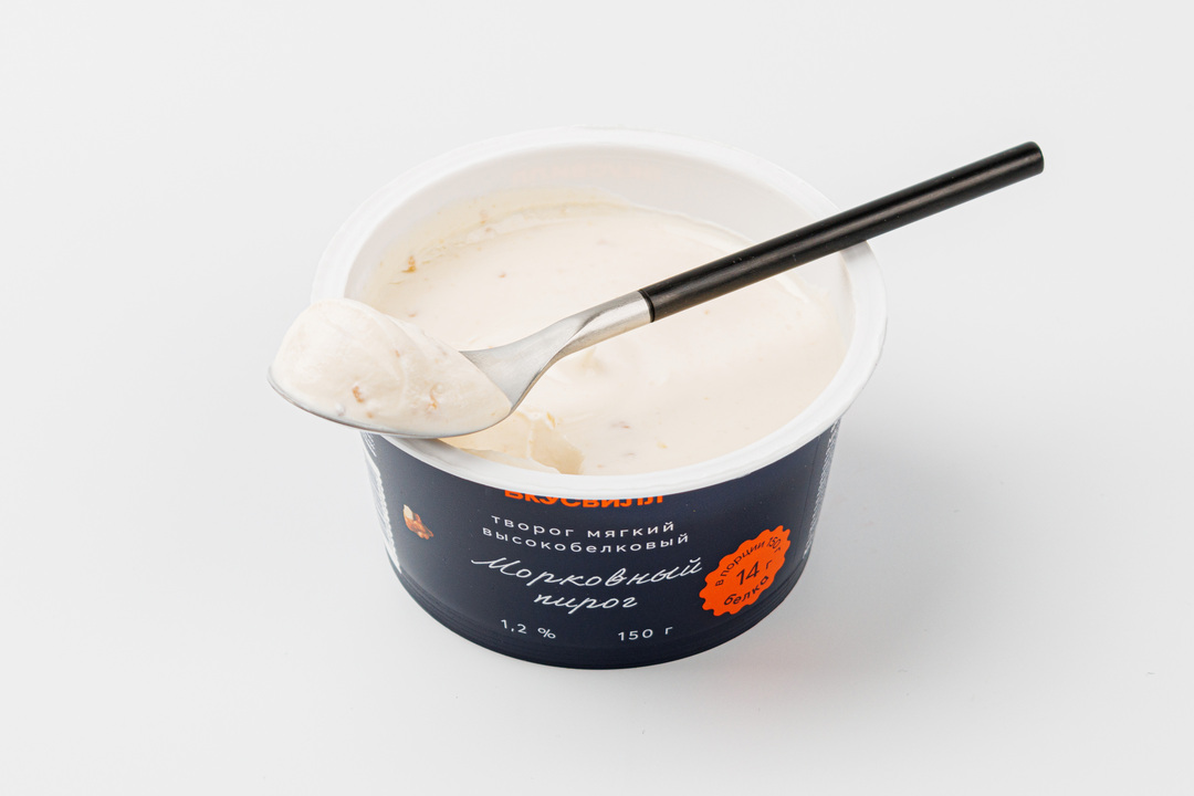 

Творог мягкий ВкусВилл Морковный пирог высокобелковый 1.2% 150 г