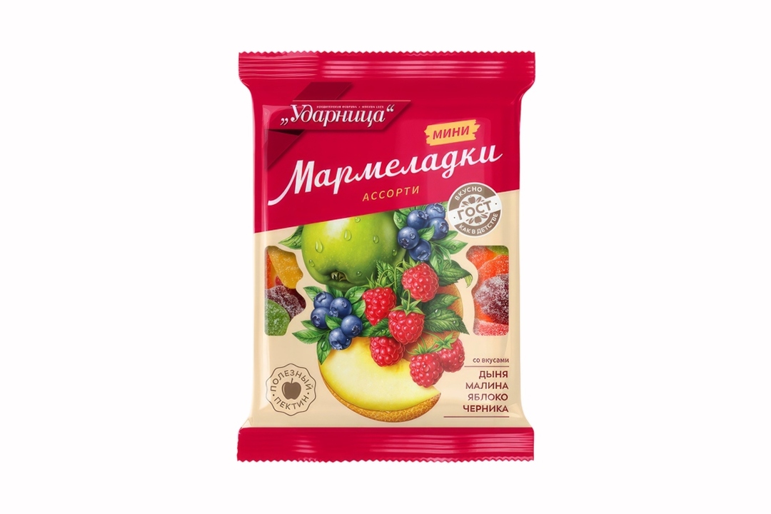 

Мармелад Ударница дыня, малина, яблоко, черника 275 г