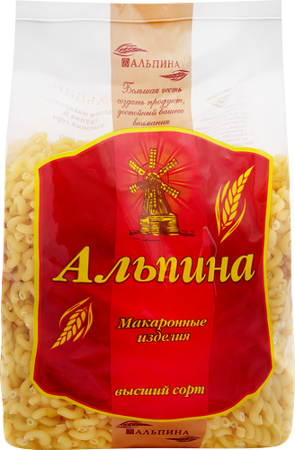 Макароны Альпина Пружинка, группа В высший сорт, 900 г