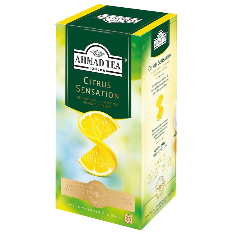 

Чай чёрный Ahmad Tea Citrus Sensation с лимоном и лаймом 25 пак х 1.8 г