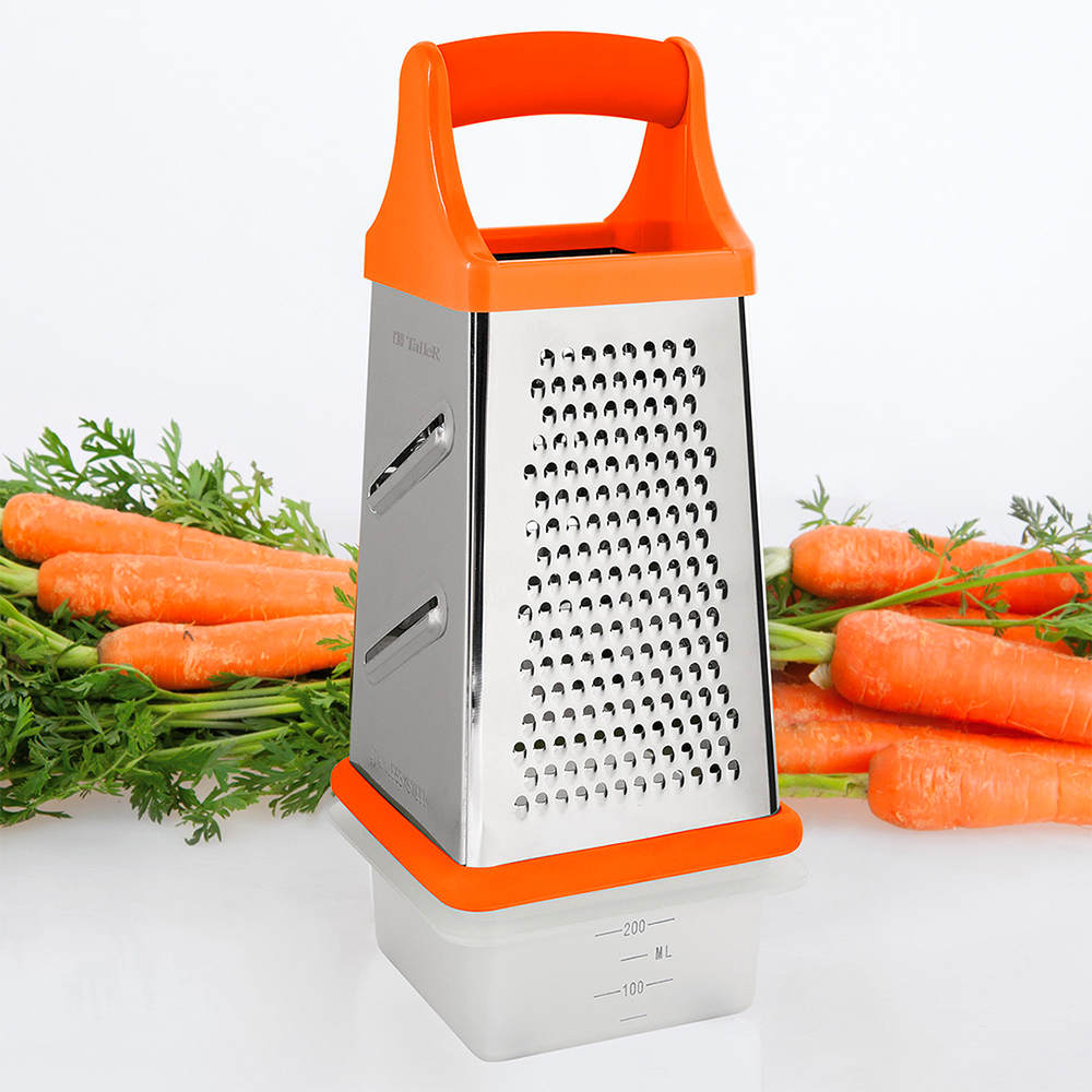 

Терка четырехсторонняя Taller TR-21922 с контейнером 10.2х10.2х21 см нерж. сталь/пластик