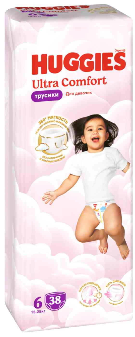 

Подгузники-трусики для девочек Huggies Ultra Comfort 6-XL 15-25 кг 38 шт.