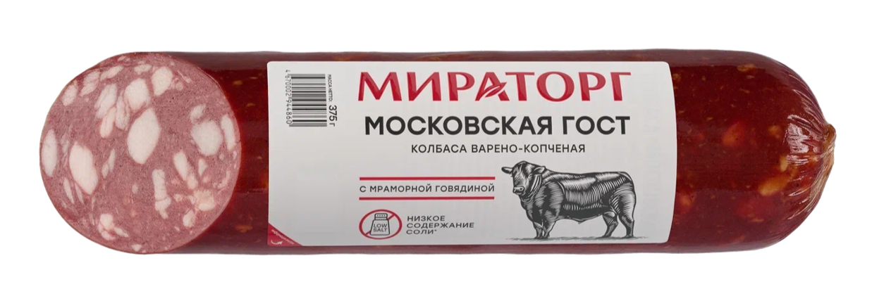 

Колбаса варёно-копчёная Московская Мираторг 375 г