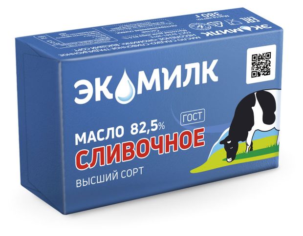 

Масло сливочное ЭКОМИЛК 82,5%, без змж 380г
