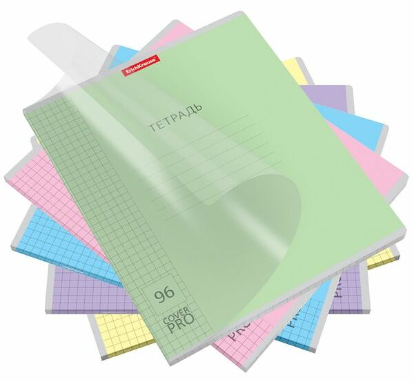 Тетрадь ERICHKRAUSE Классика CoverPrо общая, А5+, 96 листов, в клетку, с пластиковой обложкой, цвет в ассортименте
