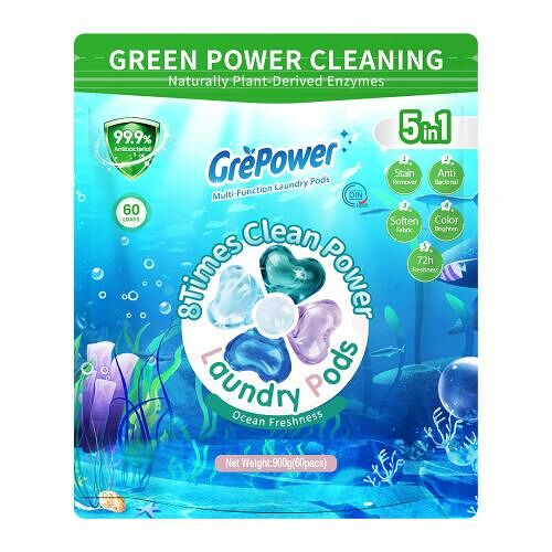 Капсулы для стирки GrePower Морская свежесть концентрированные 5в1 60 шт 900 г
