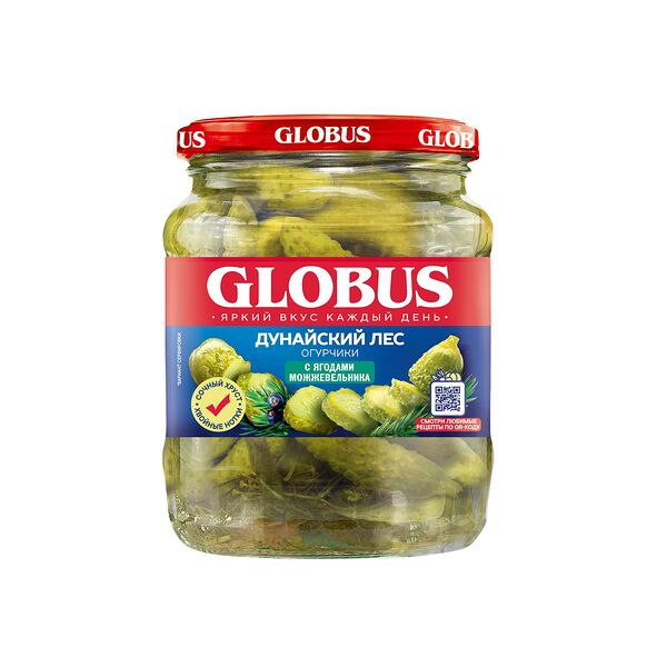 Огурцы Globus маринованные с можжевельником 510 г  
