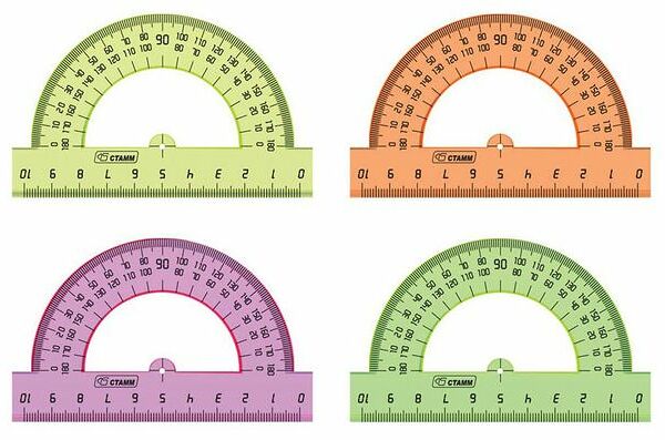 Транспортир Стамм Neon Cristal 180, 10 см, 1шт, в ассортименте
