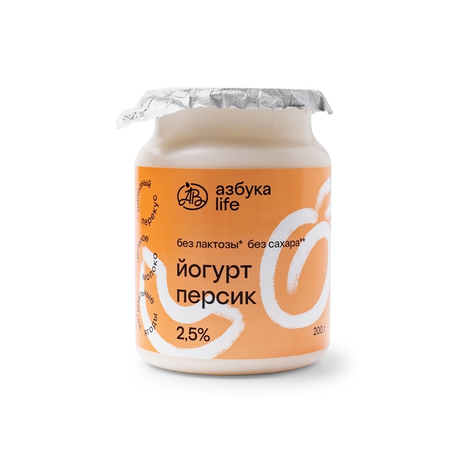 

Йогурт безлактозный Азбука life Персик 2.5% 200 г