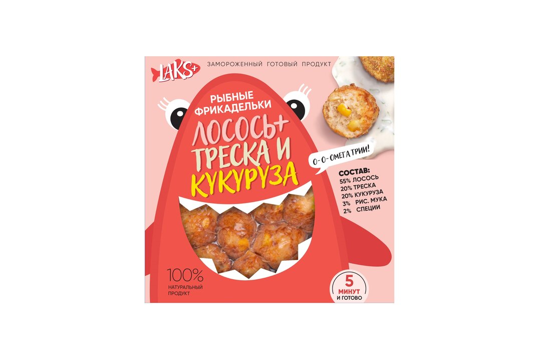 

Фрикадельки рыбные замороженные Laks+ лосось, треска и кукуруза 200 г