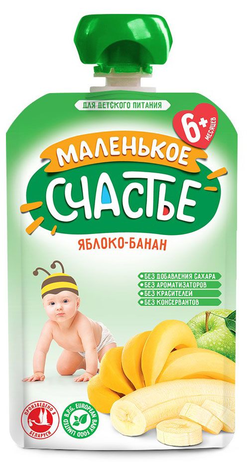 

Пюре Маленькое счастье Яблоко банан с 6 месяцев 90 г