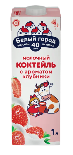 Коктейль молочный Белый Город клубничный 1,5% БЗМЖ, 1 л