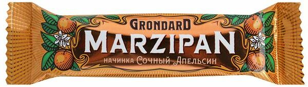 Батончик фруктовый Grondard, марципановый, с апельсиновой начинкой, глазированный